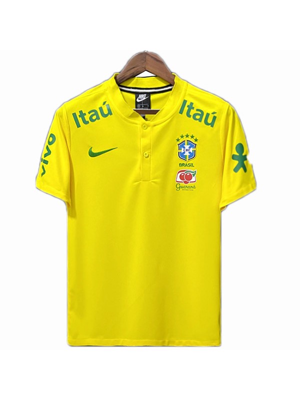 Brazil maglia da calcio da uomo gialla da calcio per allenamento pre-partita Brasile 2022-2023